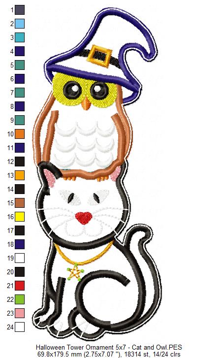 Halloween Tower Vase Ornament - ITH Project - Machine Embroidery Design