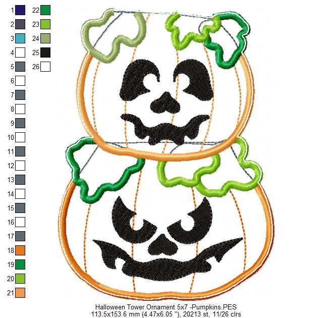 Halloween Tower Vase Ornament - ITH Project - Machine Embroidery Design