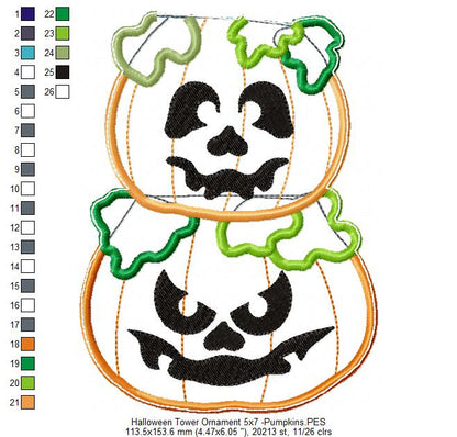 Halloween Tower Vase Ornament - ITH Project - Machine Embroidery Design