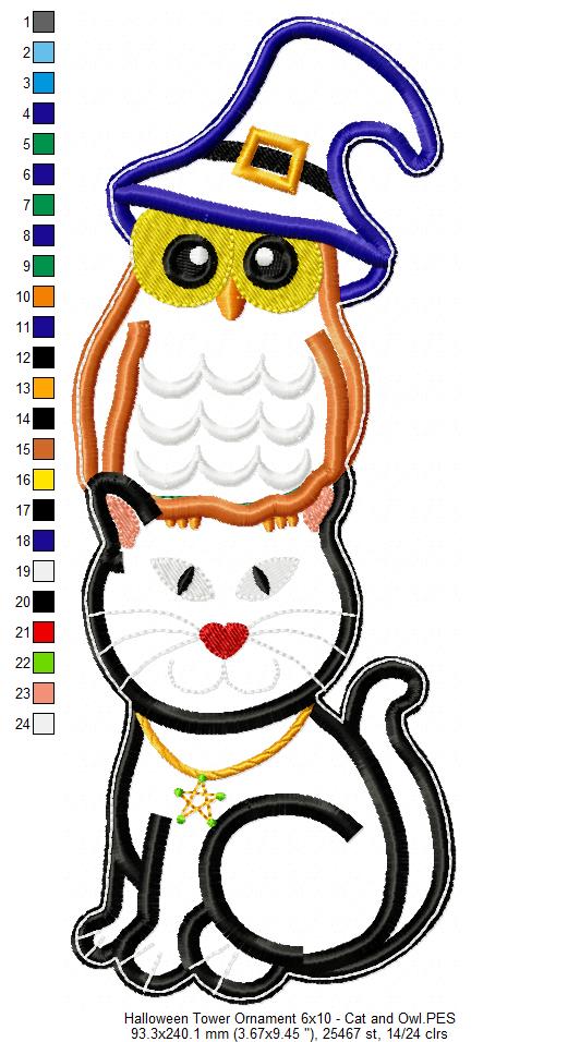 Halloween Tower Vase Ornament - ITH Project - Machine Embroidery Design