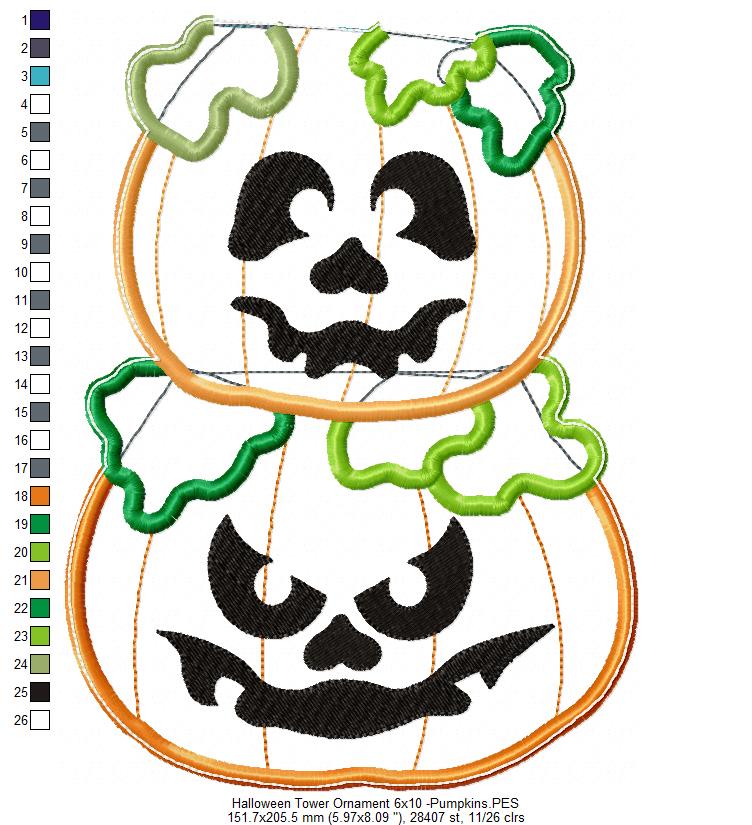 Halloween Tower Vase Ornament - ITH Project - Machine Embroidery Design