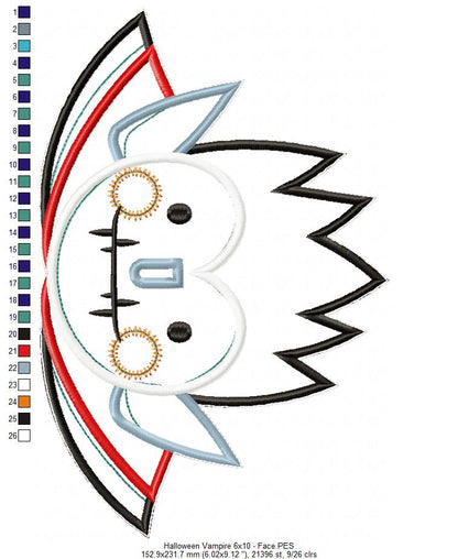 Cute Vampire Ornament - ITH Project - Machine Embroidery Design
