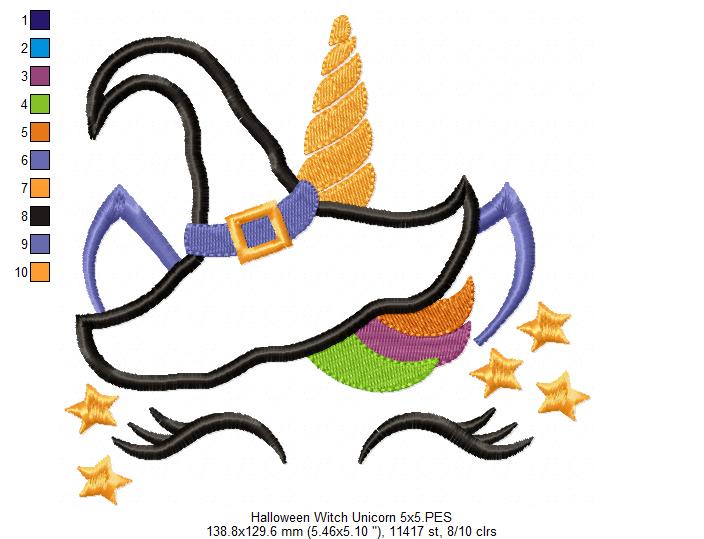 Halloween Witch Unicorn - Fill Stich Machine Embroidery Design
