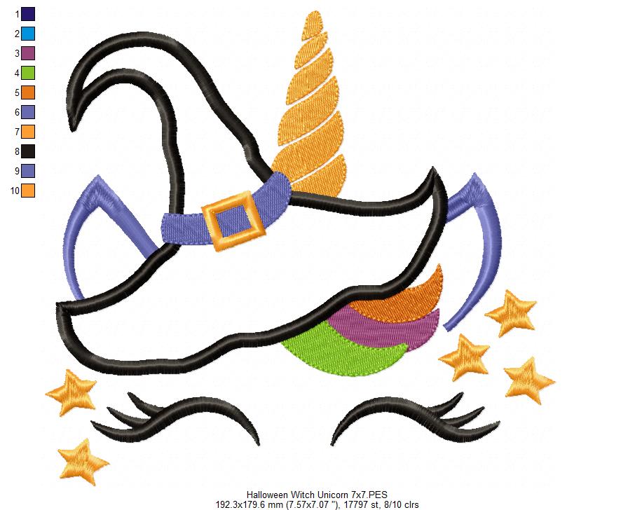 Halloween Witch Unicorn - Fill Stich Machine Embroidery Design