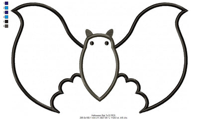 Halloween Bat - Applique - Machine Embroidery Design