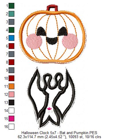 Halloween Clock Ornament - ITH Project - Machine Embroidery Design