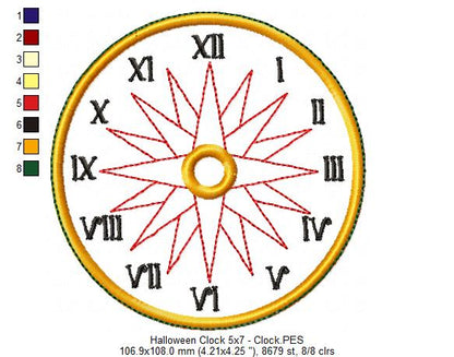 Halloween Clock Ornament - ITH Project - Machine Embroidery Design