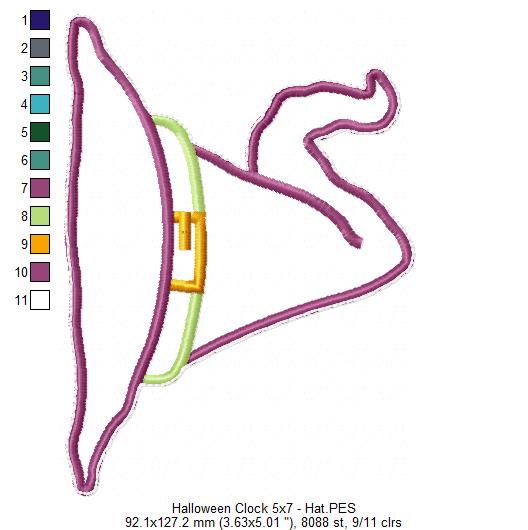 Halloween Clock Ornament - ITH Project - Machine Embroidery Design