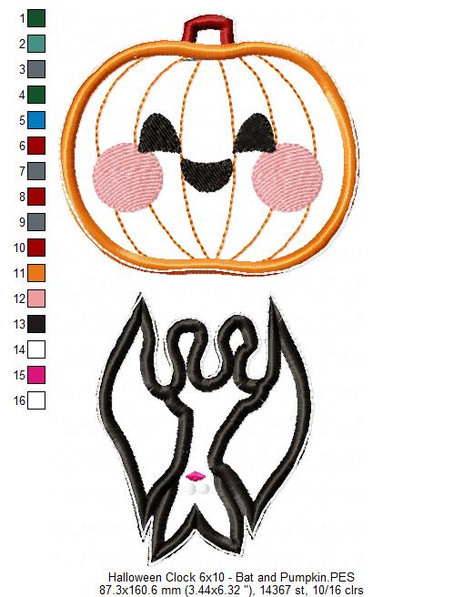 Halloween Clock Ornament - ITH Project - Machine Embroidery Design