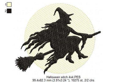 Witch and Moon - Fill Stich - Machine Embroidery Design