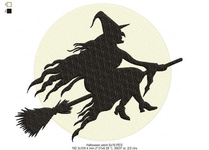 Witch and Moon - Fill Stich - Machine Embroidery Design