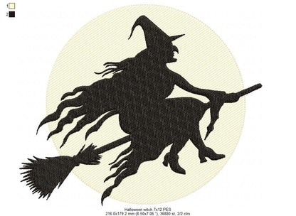 Witch and Moon - Fill Stich - Machine Embroidery Design