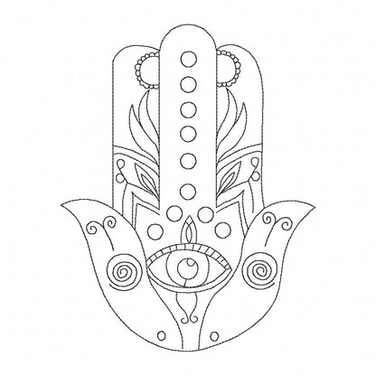 Hamsa Hand - Redwork - Machine Embroidery Design
