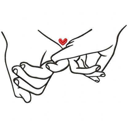 Holding Hands His & His - Fill Stitch - Machine Embroidery Design