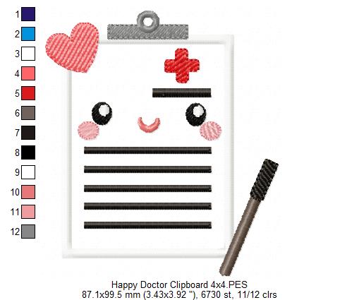 Happy Doctor Clipboard - Applique Embroidery