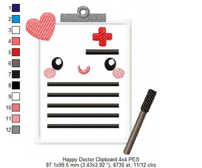 Happy Doctor Clipboard - Applique Embroidery