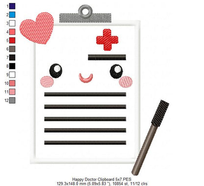 Happy Doctor Clipboard - Applique Embroidery