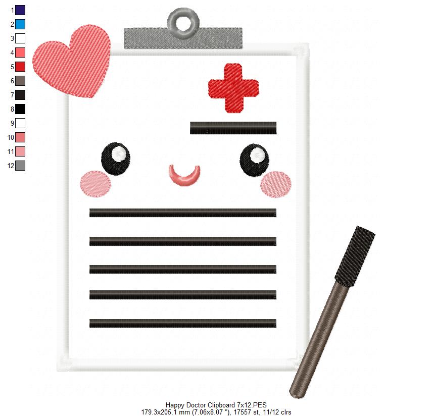 Happy Doctor Clipboard - Applique Embroidery