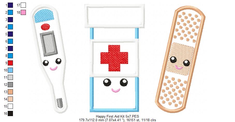 Happy First Aid kit - Applique - Machine Embroidery Design