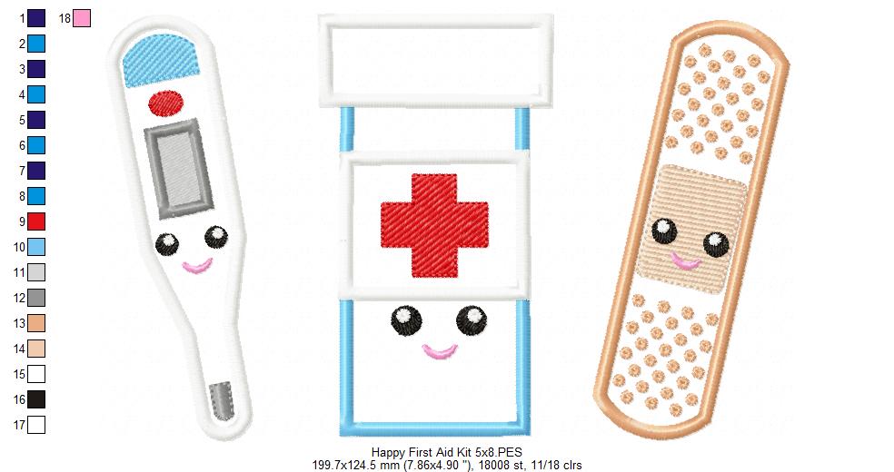 Happy First Aid kit - Applique - Machine Embroidery Design