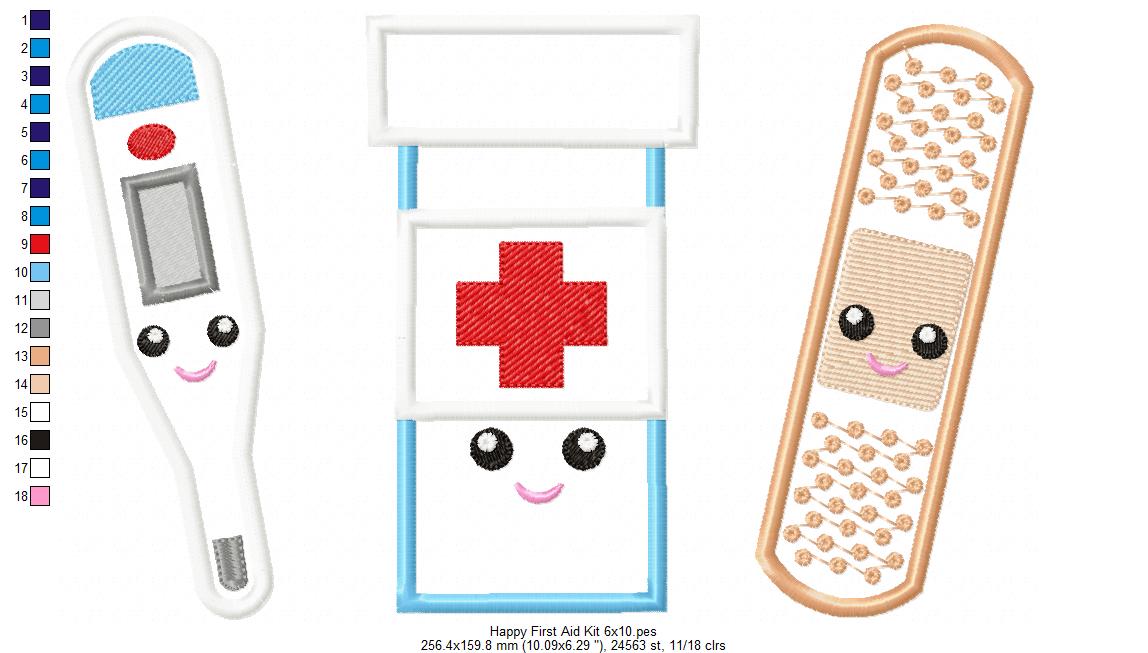 Happy First Aid kit - Applique - Machine Embroidery Design