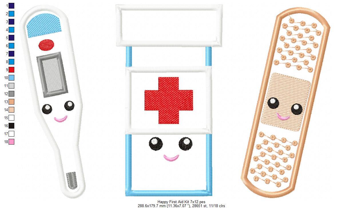 Happy First Aid kit - Applique - Machine Embroidery Design