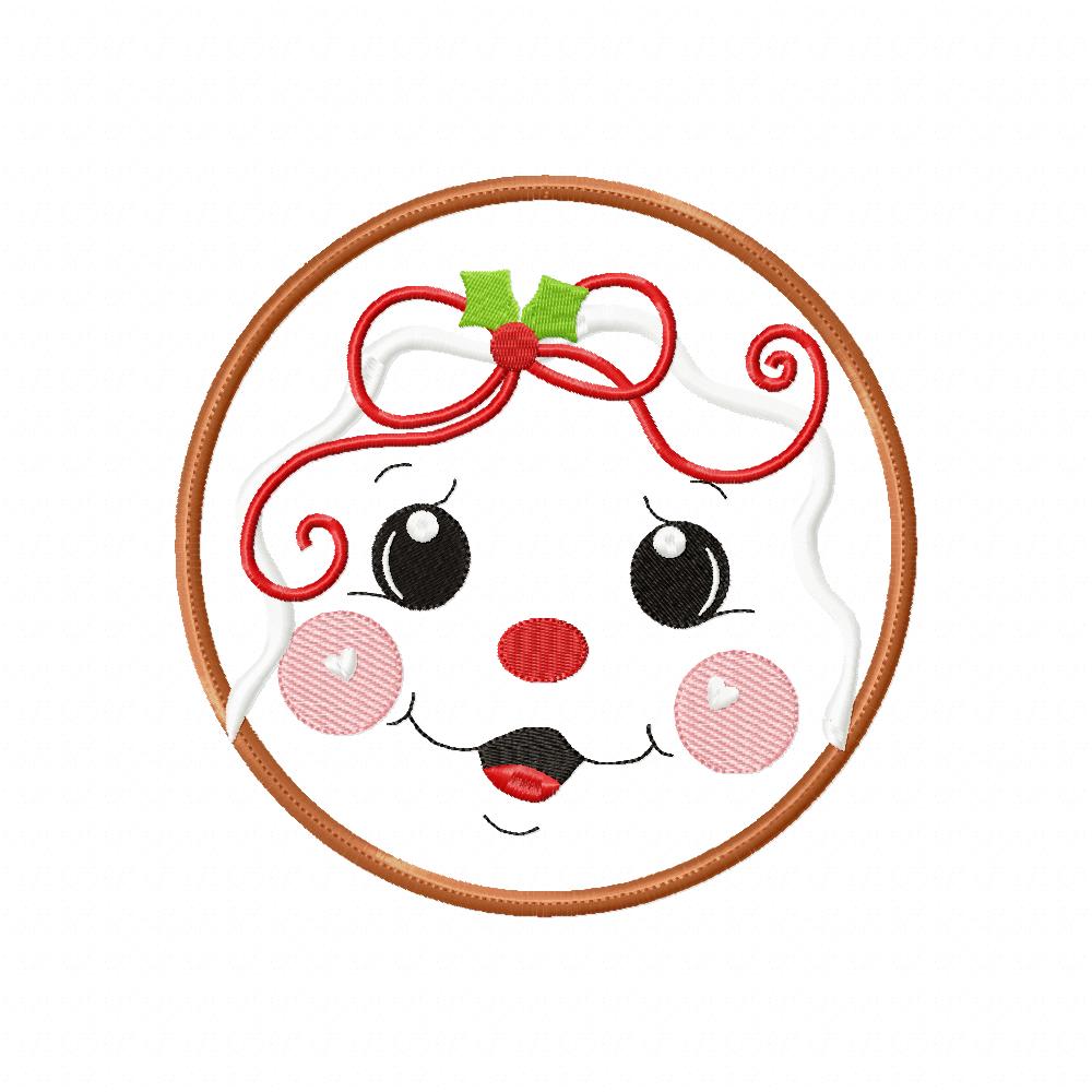Christmas Gingerbread Girl - Applique - Machine Embroidery Design