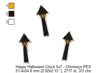 Happy Halloween Clock Ornament - ITH Project - Machine Embroidery Design