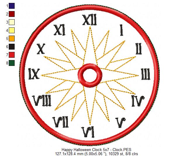Happy Halloween Clock Ornament - ITH Project - Machine Embroidery Design