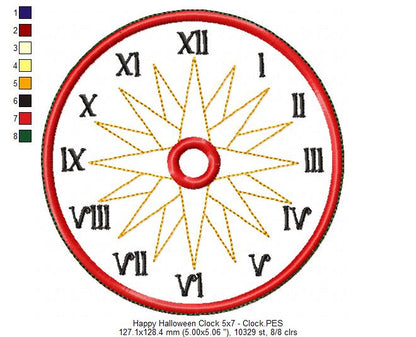 Happy Halloween Clock Ornament - ITH Project - Machine Embroidery Design