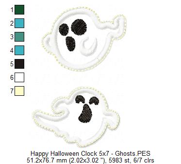 Happy Halloween Clock Ornament - ITH Project - Machine Embroidery Design