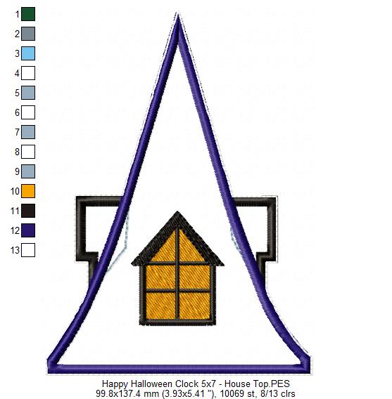 Happy Halloween Clock Ornament - ITH Project - Machine Embroidery Design