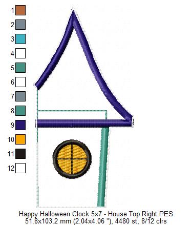 Happy Halloween Clock Ornament - ITH Project - Machine Embroidery Design