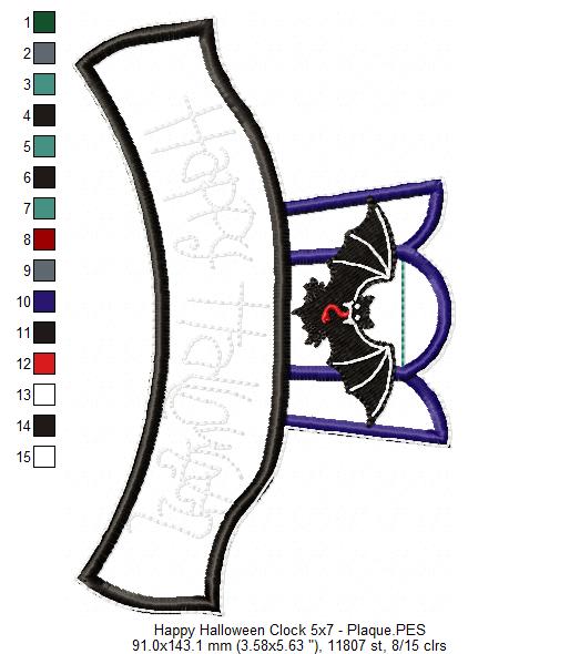 Happy Halloween Clock Ornament - ITH Project - Machine Embroidery Design