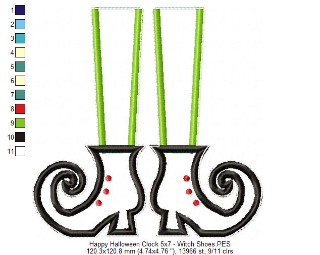 Happy Halloween Clock Ornament - ITH Project - Machine Embroidery Design