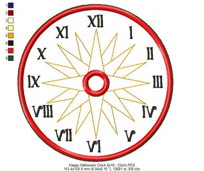 Happy Halloween Clock Ornament - ITH Project - Machine Embroidery Design