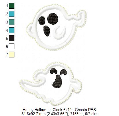 Happy Halloween Clock Ornament - ITH Project - Machine Embroidery Design