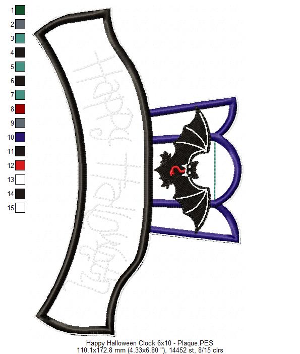 Happy Halloween Clock Ornament - ITH Project - Machine Embroidery Design