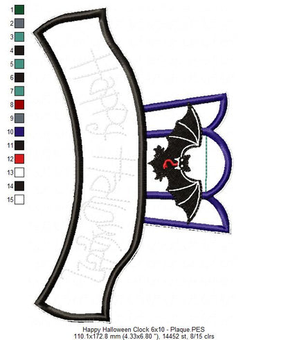 Happy Halloween Clock Ornament - ITH Project - Machine Embroidery Design