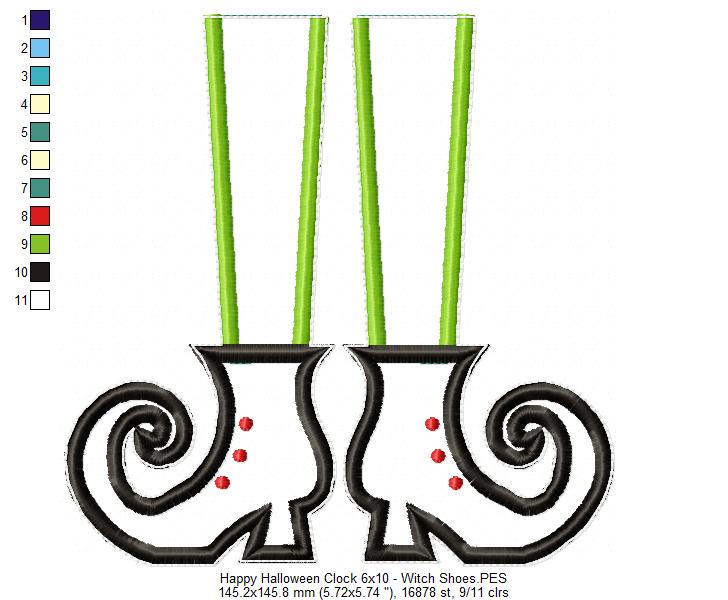 Happy Halloween Clock Ornament - ITH Project - Machine Embroidery Design