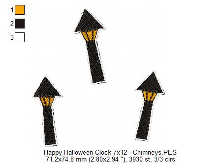 Happy Halloween Clock Ornament - ITH Project - Machine Embroidery Design