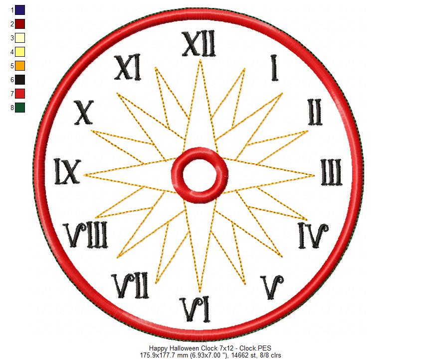 Happy Halloween Clock Ornament - ITH Project - Machine Embroidery Design