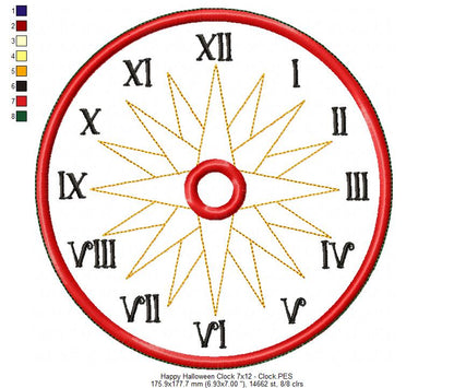 Happy Halloween Clock Ornament - ITH Project - Machine Embroidery Design