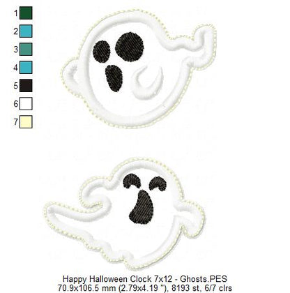 Happy Halloween Clock Ornament - ITH Project - Machine Embroidery Design