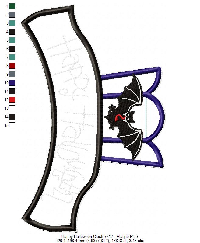 Happy Halloween Clock Ornament - ITH Project - Machine Embroidery Design