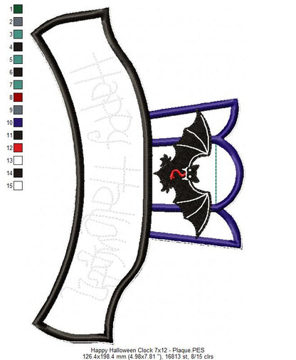 Happy Halloween Clock Ornament - ITH Project - Machine Embroidery Design