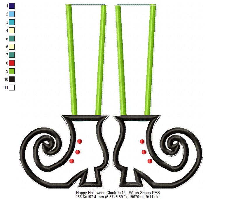 Happy Halloween Clock Ornament - ITH Project - Machine Embroidery Design