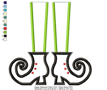 Happy Halloween Clock Ornament - ITH Project - Machine Embroidery Design