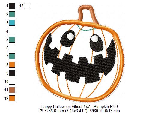 Happy Halloween Ghost Ornament - ITH Project - Machine Embroidery Design