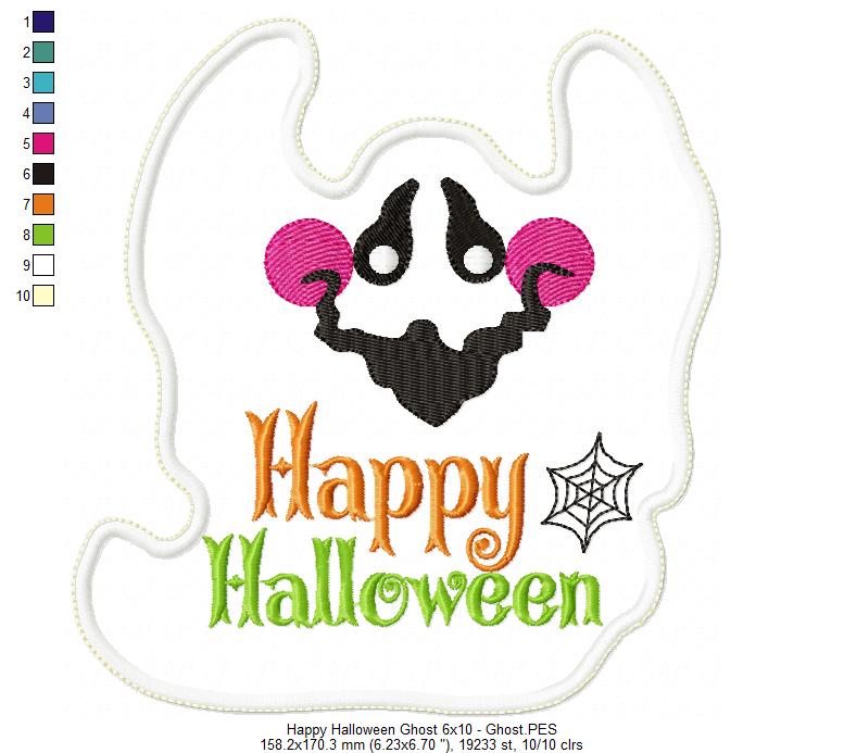 Happy Halloween Ghost Ornament - ITH Project - Machine Embroidery Design